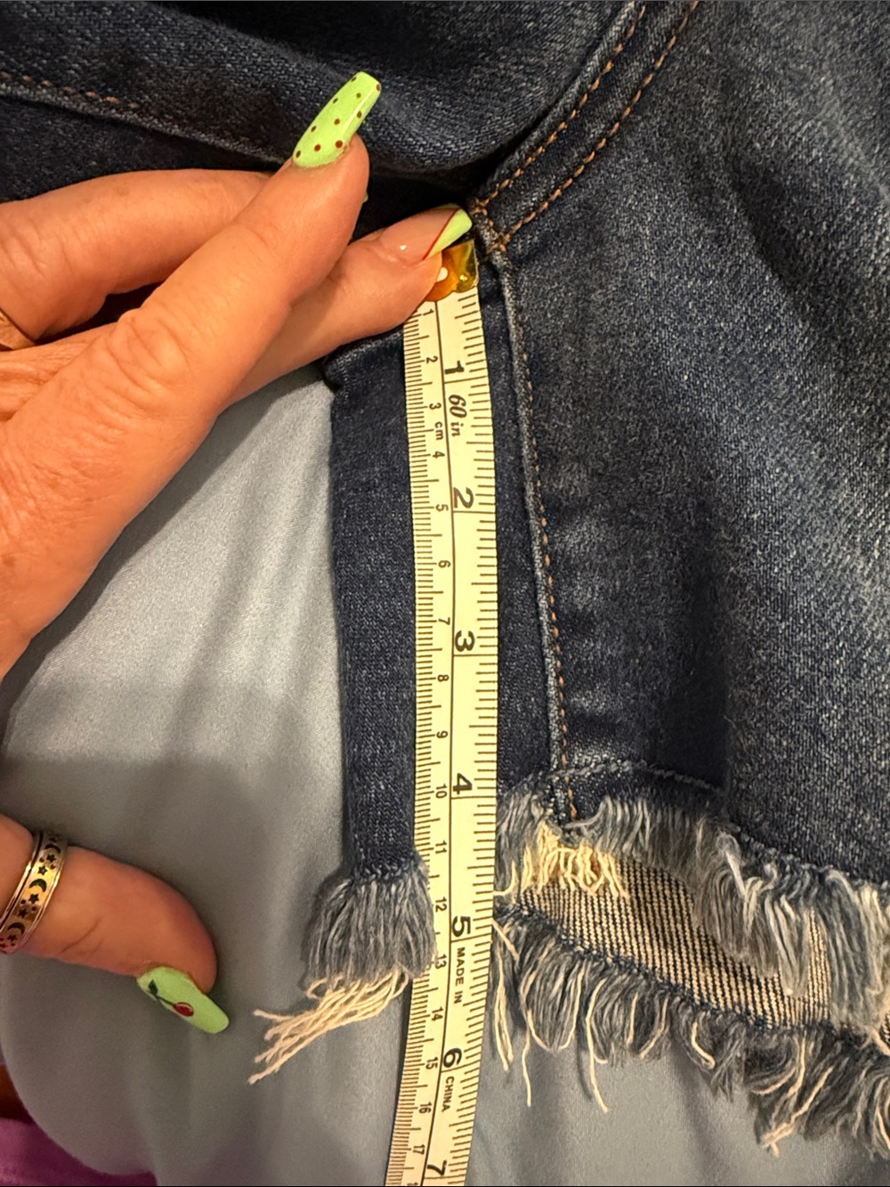 Judy Blue Distressed Frayed Hem Jean Shorts - Blue Wash - Picture 4 of 6